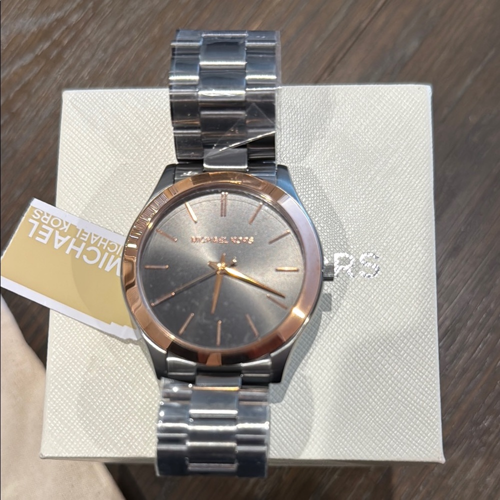 Michael Kors Silver and Rose Gold Watch